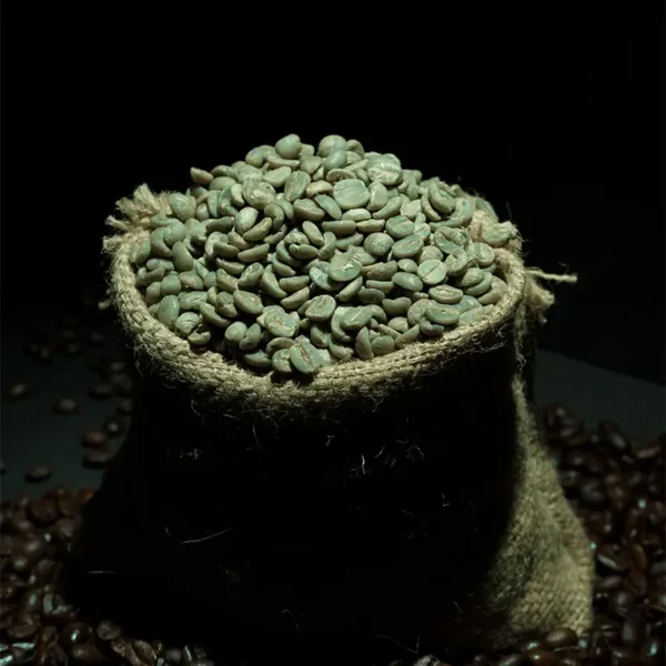 Fresh Nuwakot Green Coffee Beans in a burlap sack