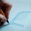Detailed sketch of the La Cimbali | M200 espresso machine, showcasing its meticulous design process.